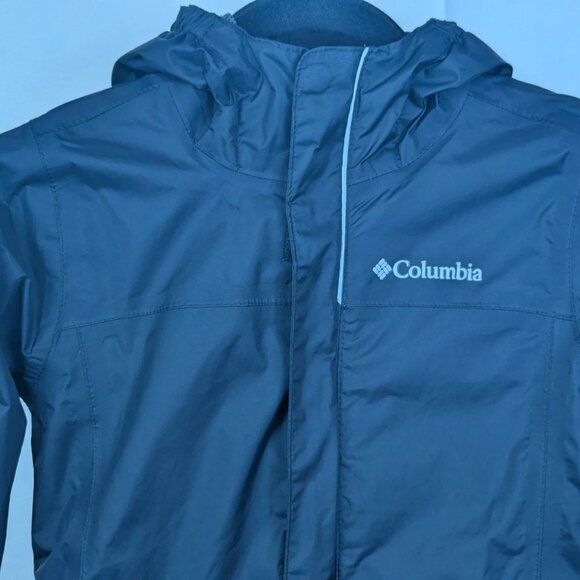 Columbia Omni-Tech Black Boys Windbreaker Jacket Youth XS Waterproof Hood Nylon - Picture 4 of 11
